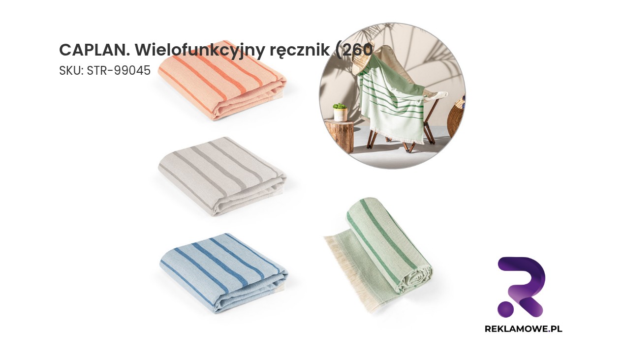 CAPLAN. Wielofunkcyjny ręcznik (260 g/m²) wykonany z lekkiej i wytrzymałej bawełny (90%) oraz bawełny z recyklingu (10%) CAPLAN wielofunkcyjny ręcznik 260 g – praktyczny ręcznik do różnych zastosowań