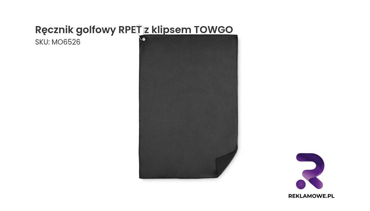 Ręcznik golfowy RPET z klipsem TOWGO – ekologiczny ręcznik do golfa z praktycznym klipsem