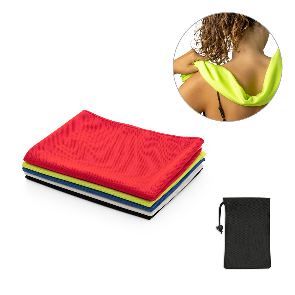 BERNAL. Ręcznik chłodzący sportowym, z poliestru z recyklingu (100% rPET) z pokrowcem z non-woven 99969_set